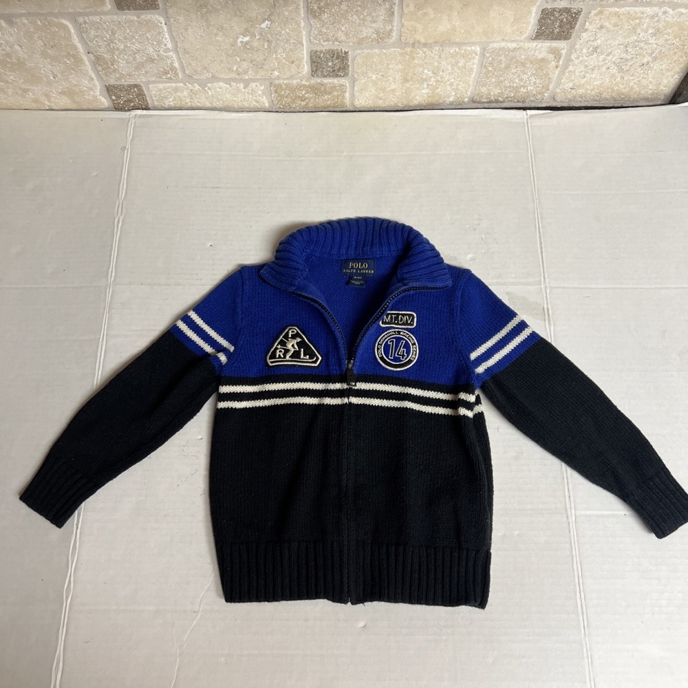 Polo Ralph‎ Lauren Sweater 4T Blue Downhill Racing Series Skiing 14 Wool/Cotton